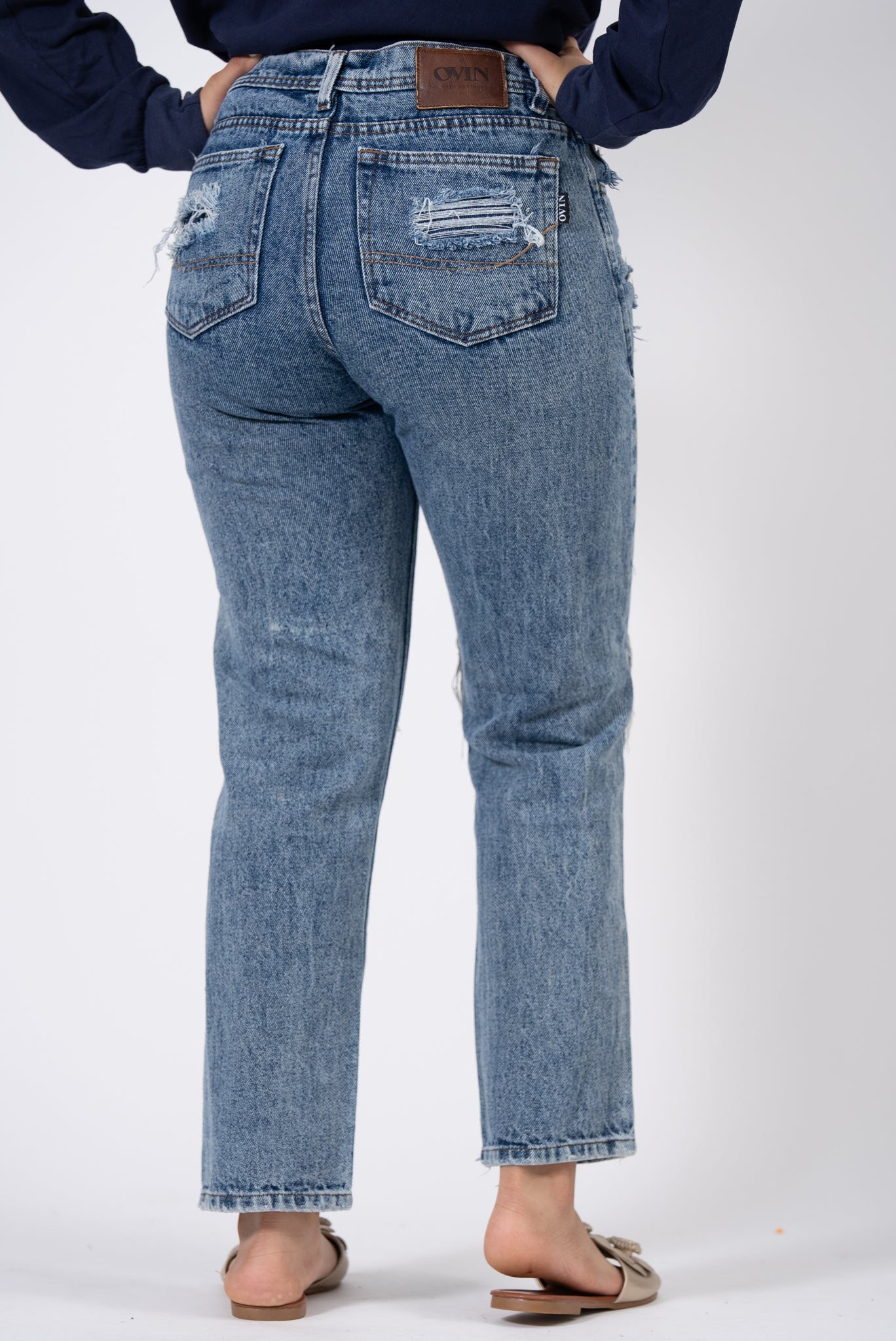Jeans Obin Azul Lavado (Talla 30) - Fit Alto Madre