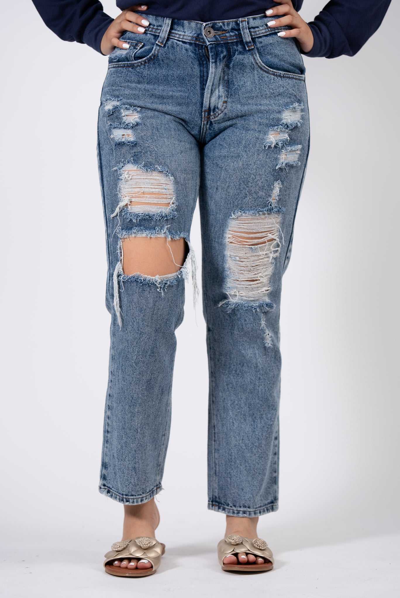Jeans Obin Azul Lavado (Talla 30) - Fit Alto Madre