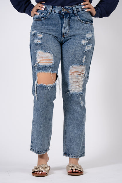 Jeans Obin Azul Lavado (Talla 30) - Fit Alto Madre