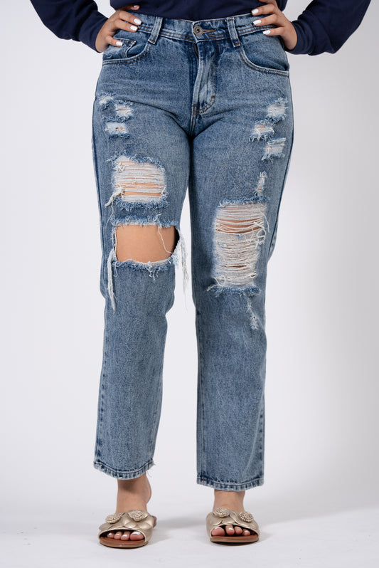 Jeans Obin Azul Lavado (Talla 30) - Fit Alto Madre